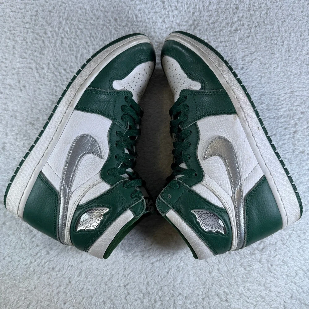 Size 8 - Men's Nike Air Jordan 1 Retro High OG Shoes Gorge Green Silver Sneakers